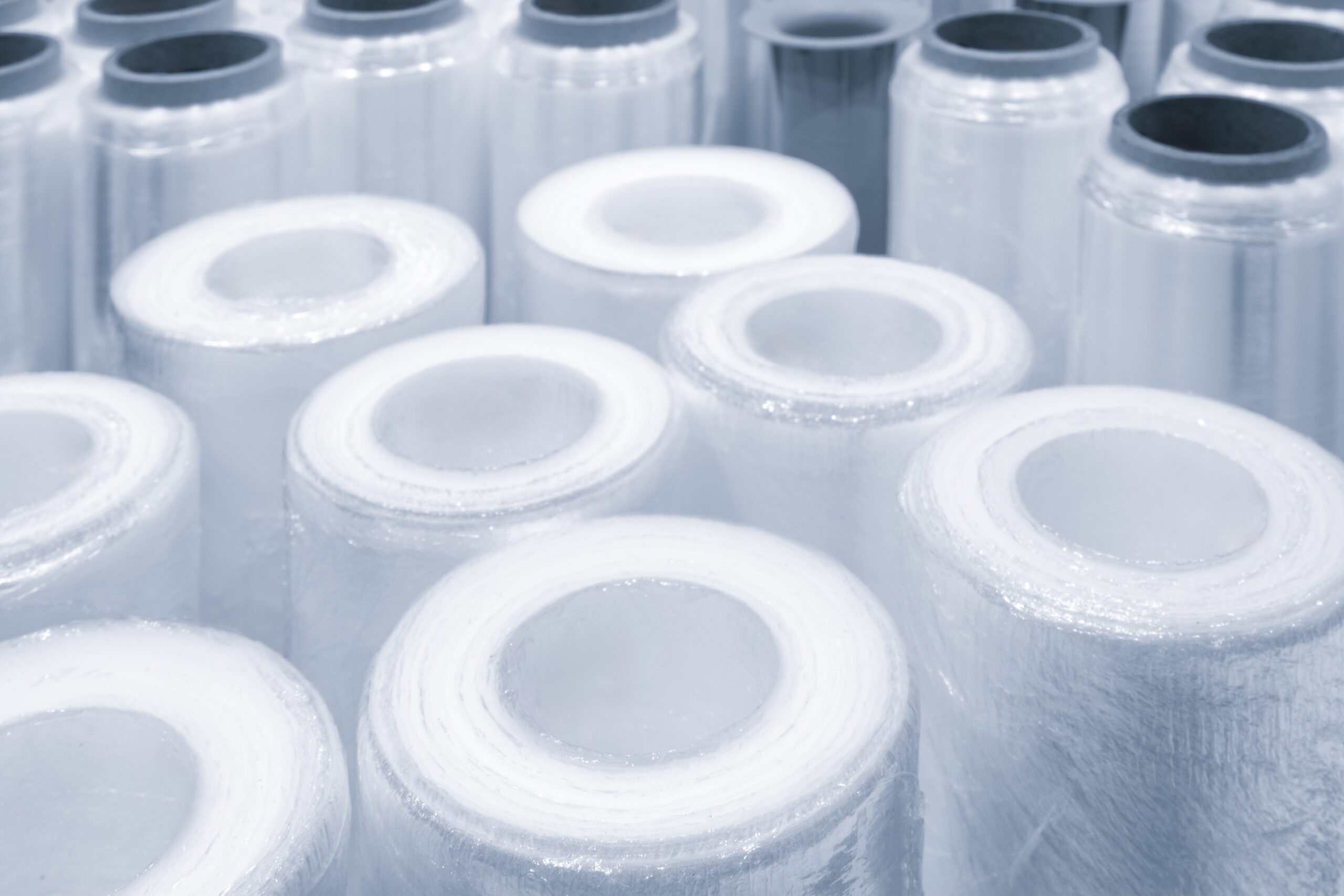 Rolls of polyethylene film for industrial packaging