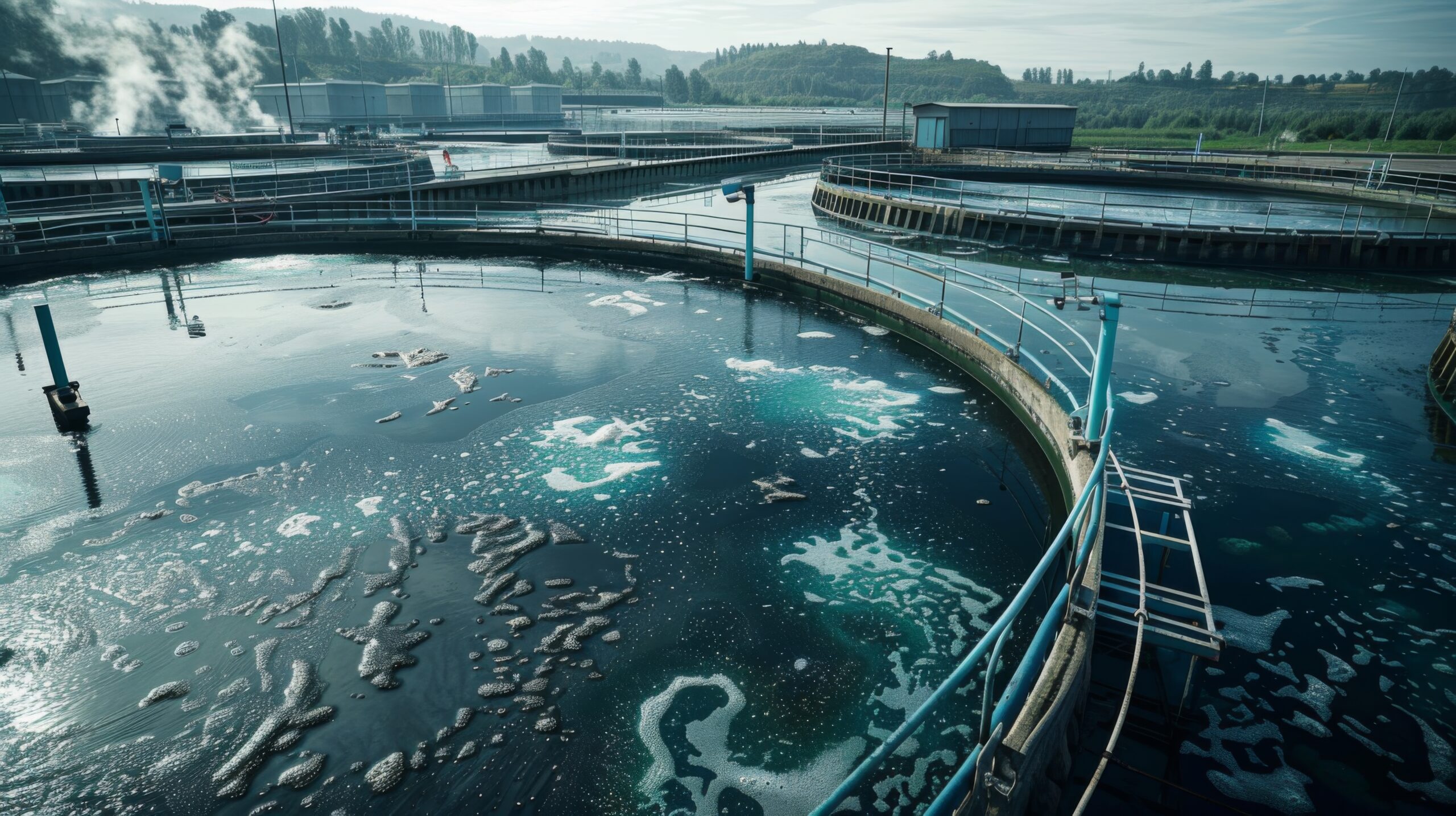 the secondary treatment process, where biological organisms break down organic pollutants in the wastewater through aeration and microbial action
